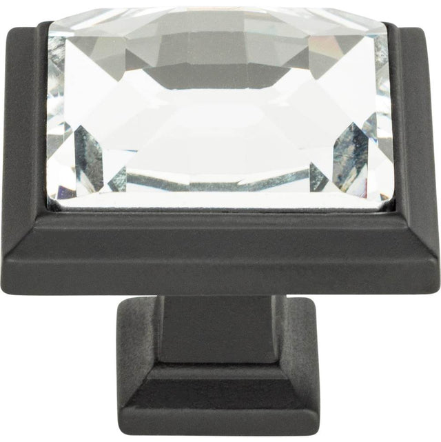 Atlas - Legacy Crystal Square Knob 1 5/16 Inch Matte Black - Matte Black