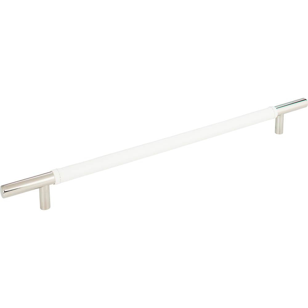 Zanzibar White Leather Pull 11 5/16 Inch (c-c) Polished Chrome