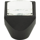 Atlas - Crystal Large Square Knob 1 Inch Matte Black - Matte Black