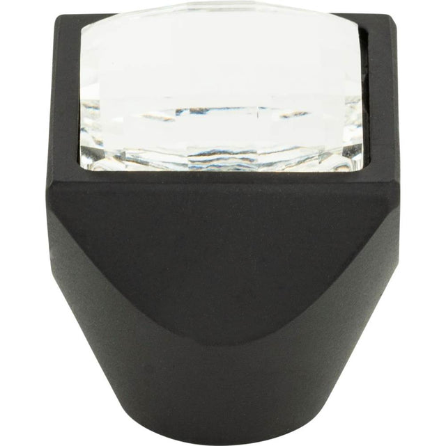 Atlas - Crystal Large Square Knob 1 Inch Matte Black - Matte Black