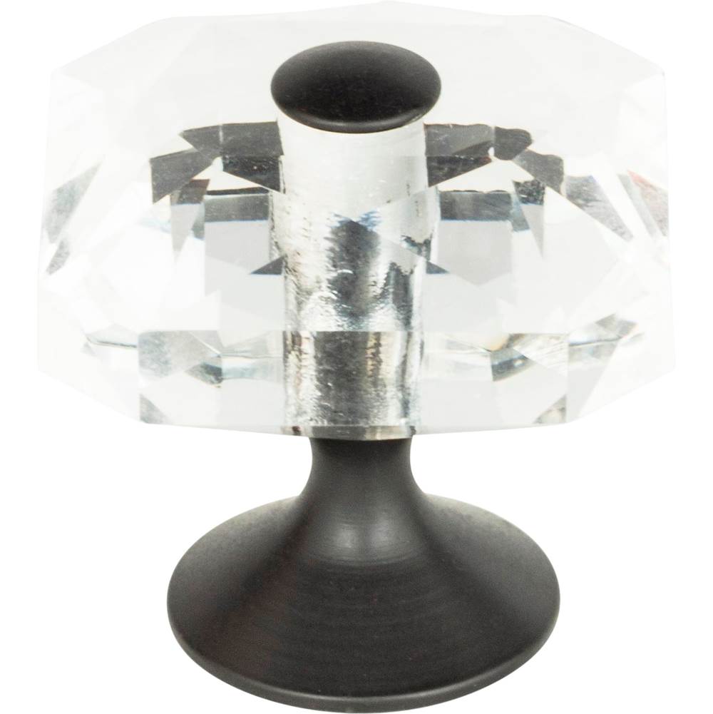 Atlas - Crystal Large Square Knob 1 1/2 Inch Matte Black - Matte Black