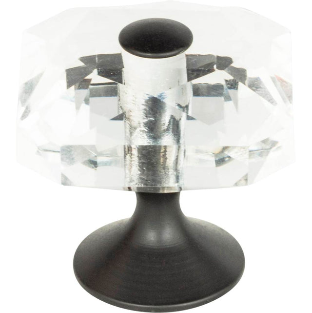 Atlas - Crystal Large Square Knob 1 1/2 Inch Matte Black - Matte Black