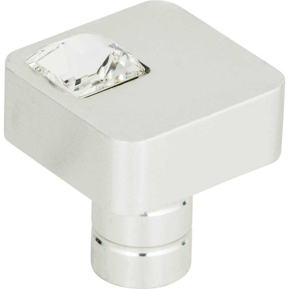 Crystal Off Center Square Knob 1 Inch Matte Black