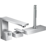 Axor - AXOR Edge 3-Hole Roman Tub Set Trim with 1.75 GPM Handshower - Diamond Cut in Chrome - Chrome