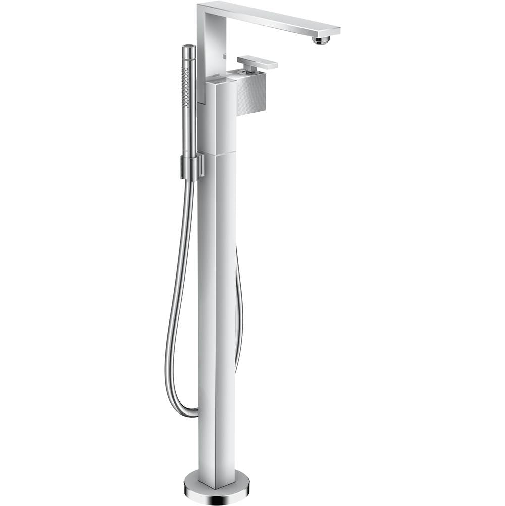 Axor - AXOR Edge Freestanding Tub Filler Trim with 1.75 GPM Handshower - Diamond Cut in Chrome - Chrome