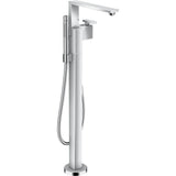 Axor - AXOR Edge Freestanding Tub Filler Trim with 1.75 GPM Handshower - Diamond Cut in Chrome - Chrome