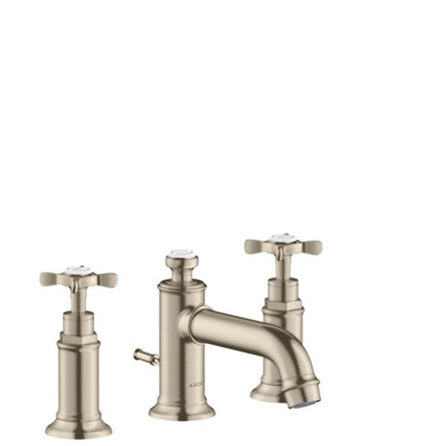Axor - AXOR Montreux Widespread Faucet 30 with Cross Handles and Pop-Up Drain, 1.2 GPM in Brushed Nickel - Brushed Nickel