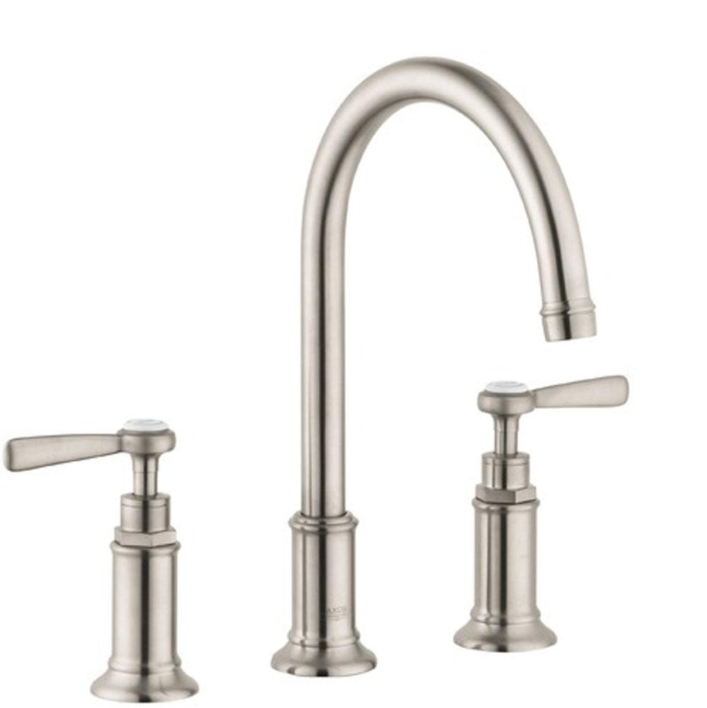 Axor - AXOR Montreux Widespread Faucet 180 with Lever Handles and Pop-Up Drain, 1.2 GPM in Brushed Nickel - Brushed Nickel