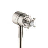 Axor - AXOR Montreux Wall Outlet with Check Valves and Volume Control, Cross Handle in Brushed Nickel - Brushed Nickel