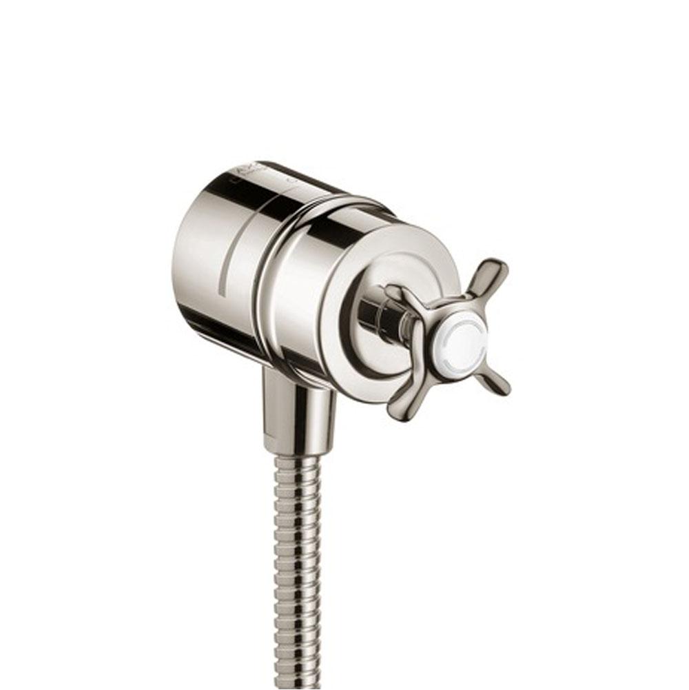 Axor - AXOR Montreux Wall Outlet with Check Valves and Volume Control, Cross Handle in Polished Nickel - Polished Nickel