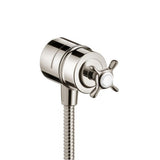 Axor - AXOR Montreux Wall Outlet with Check Valves and Volume Control, Cross Handle in Polished Nickel - Polished Nickel