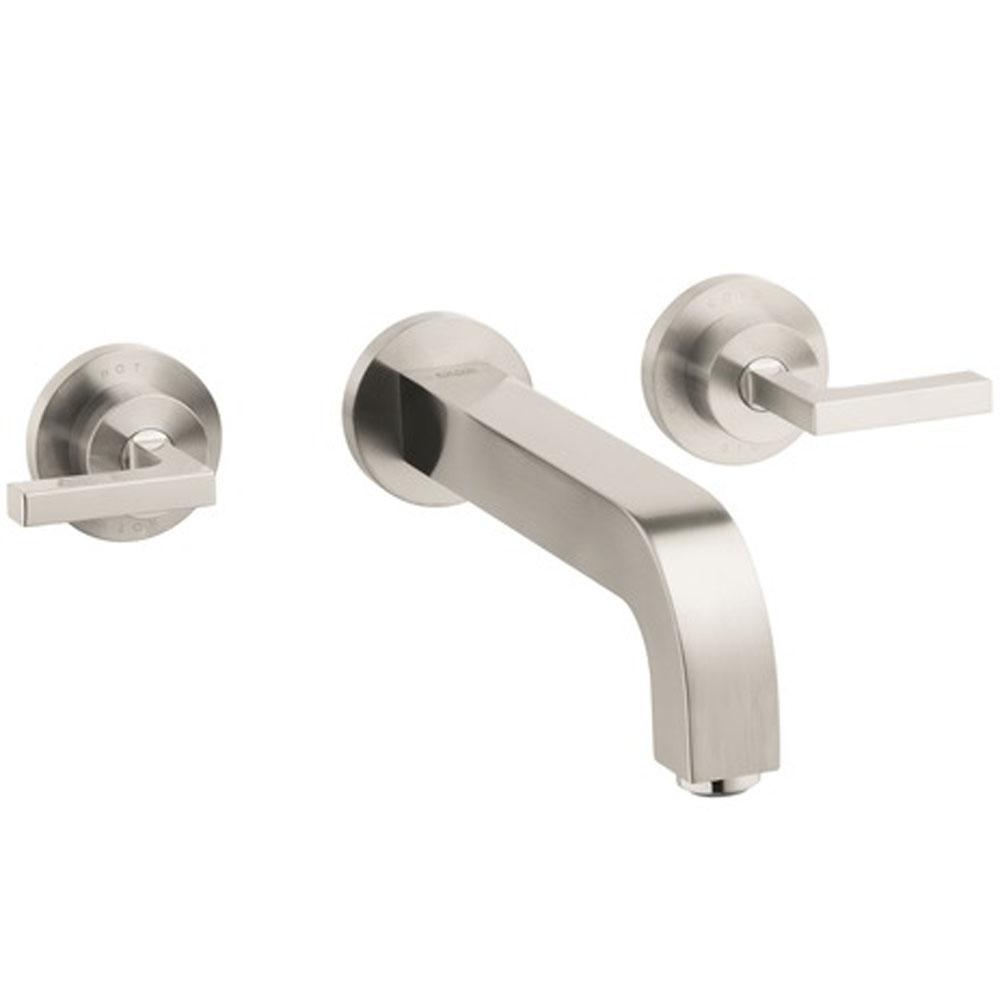 Axor - AXOR Citterio Wall-Mounted Widespread Faucet with Lever Handles, 1.2 GPM in Brushed Nickel - Brushed Nickel