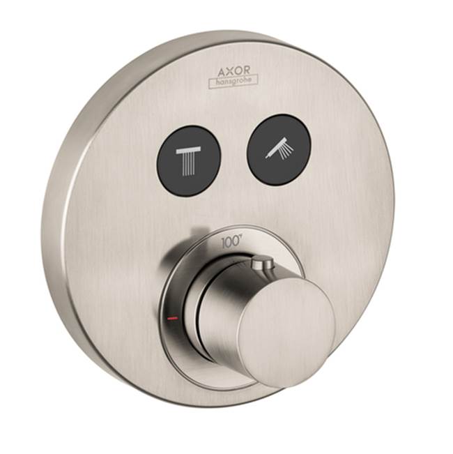 Axor - AXOR ShowerSelect Thermostatic Trim Round for 2 Functions in Brushed Nickel - Brushed Nickel