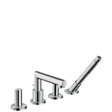 Axor - AXOR Uno 4-Hole Roman Tub Set Trim with Zero Handles and 1.75 GPM Handshower in Chrome - Chrome