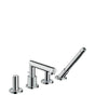 Axor - AXOR Uno 4-Hole Roman Tub Set Trim with Zero Handles and 1.75 GPM Handshower in Chrome - Chrome