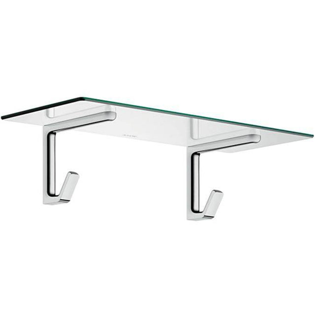 Axor - AXOR Universal SoftSquare Towel Shelf with Robe Hooks in Brushed Nickel - Brushed Nickel