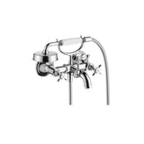Axor - AXOR Montreux 2-Handle Wall-Mounted Tub Filler with Cross Handles and 1.8 GPM Handshower in Chrome - Chrome