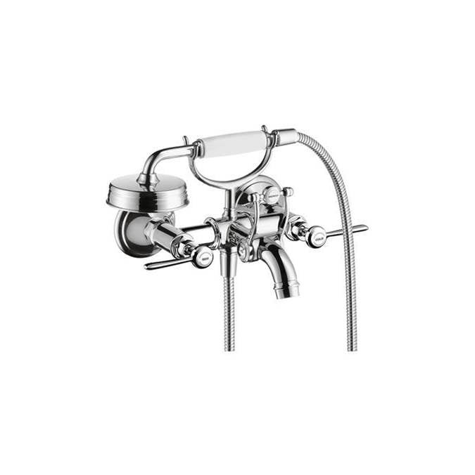 Axor - AXOR Montreux 2-Handle Wall-Mounted Tub Filler with Lever Handles and 1.8 GPM Handshower in Chrome - Chrome