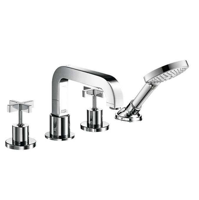 Axor - AXOR Citterio 4-Hole Roman Tub Set Trim with Cross Handles and 1.75 GPM Handshower in Chrome - Chrome