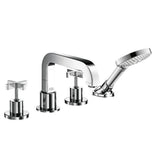 Axor - AXOR Citterio 4-Hole Roman Tub Set Trim with Cross Handles and 1.75 GPM Handshower in Chrome - Chrome