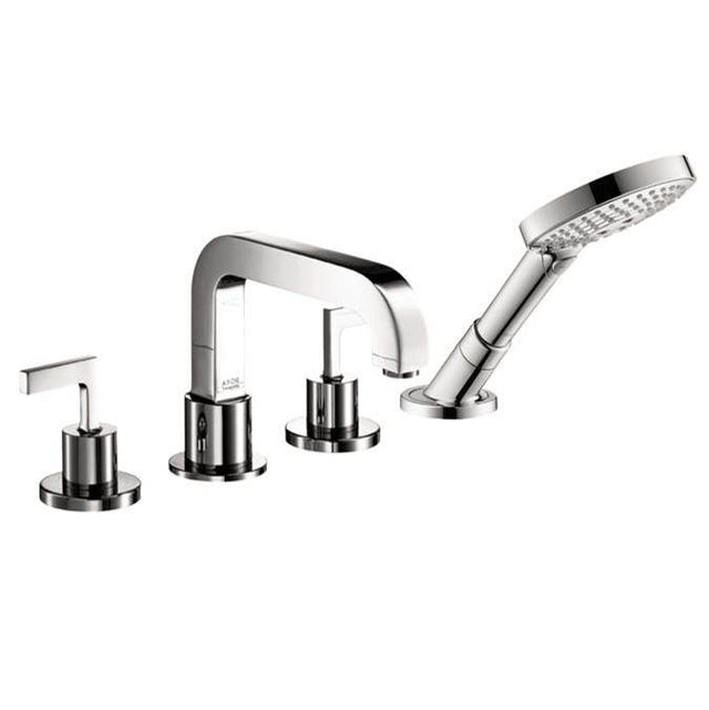 Axor - AXOR Citterio 4-Hole Roman Tub Set Trim with Lever Handles and 1.75 GPM Handshower in Chrome - Chrome