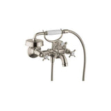 Axor - AXOR Montreux 2-Handle Wall-Mounted Tub Filler with Cross Handles and 1.8 GPM Handshower in Brushed Nickel - Brushed Nickel