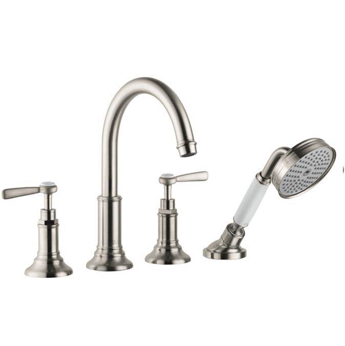 Axor - AXOR Montreux 4-Hole Roman Tub Set Trim with Lever Handles and 1.8 GPM Handshower in Brushed Nickel - Brushed Nickel