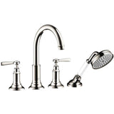 Axor - AXOR Montreux 4-Hole Roman Tub Set Trim with Lever Handles and 1.8 GPM Handshower in Polished Nickel - Polished Nickel