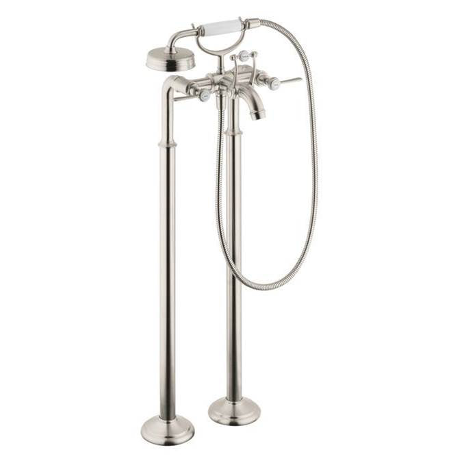 Axor - AXOR Montreux 2-Handle Freestanding Tub Filler Trim with Lever Handles and 1.8 GPM Handshower in Brushed Nickel - Brushed Nickel