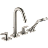 Axor - AXOR Citterio M 4-Hole Roman Tub Set Trim with 1.75 GPM Handshower in Brushed Nickel - Brushed Nickel