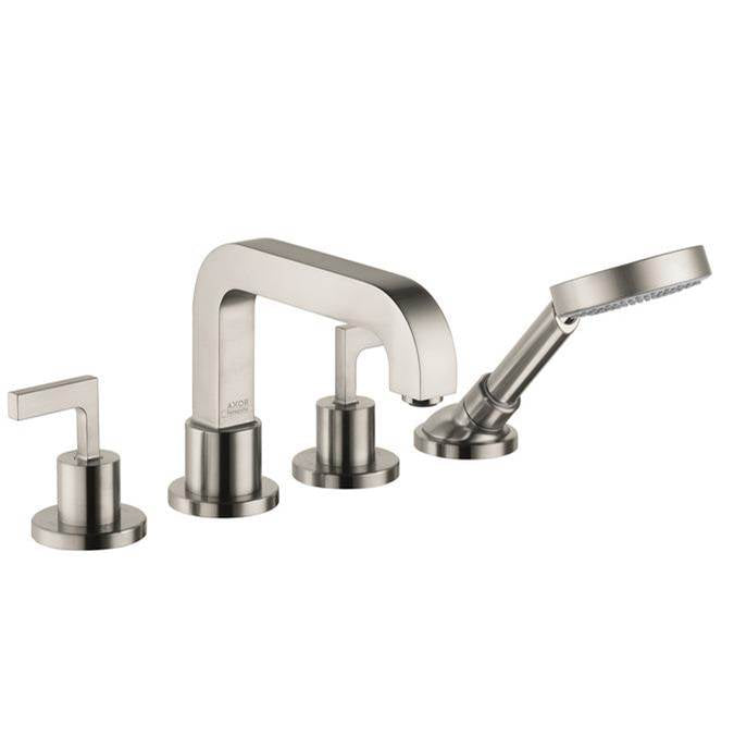 Axor - AXOR Citterio 4-Hole Roman Tub Set Trim with Lever Handles and 1.75 GPM Handshower in Brushed Nickel - Brushed Nickel