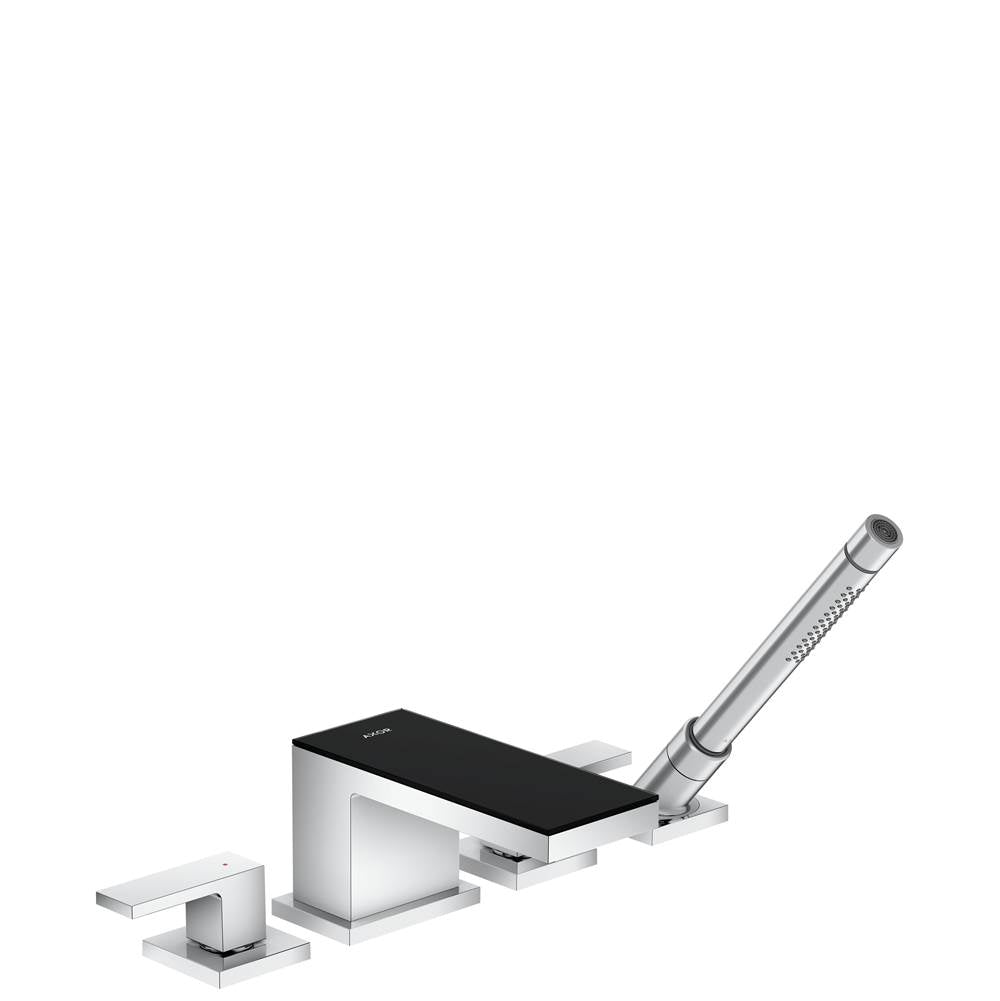 Axor - AXOR MyEdition 4-Hole Roman Tub Set Trim with 1.75 GPM Handshower in Chrome / Black Glass - Chrome / Black Glass
