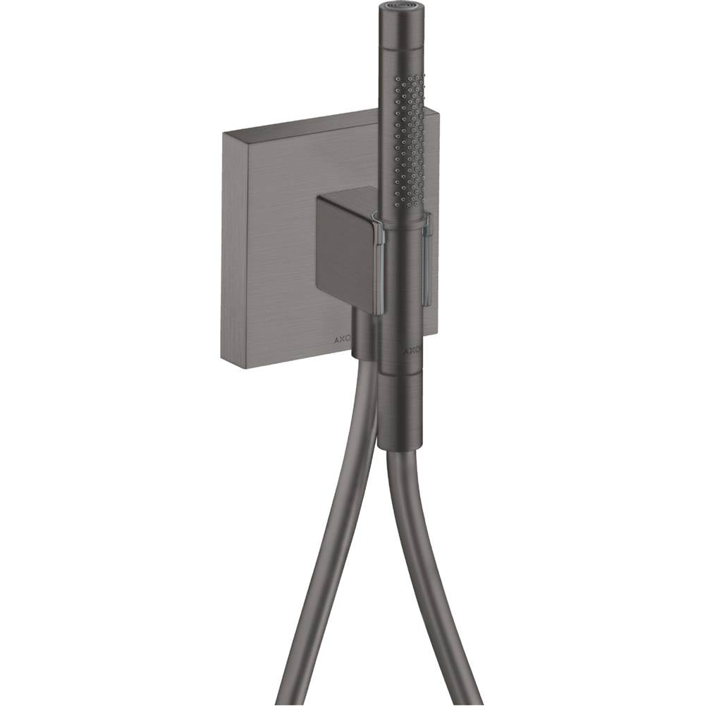 Axor - AXOR ShowerSolutions Handshower Holder with Outlet 5'' x 5'' with Handshower, 1.75 GPM in Brushed Black Chrome - Brushed Black Chrome