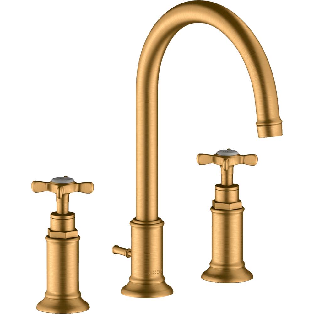 Axor - AXOR Montreux Widespread Faucet 180 with Cross Handles and Pop-Up Drain, 1.2 GPM in Brushed Gold Optic - Brushed Gold Optic