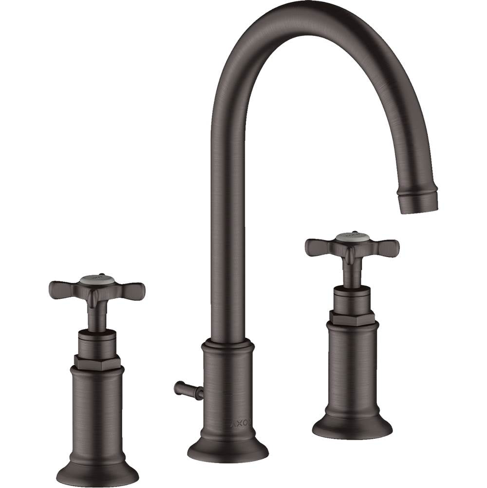 Axor - AXOR Montreux Widespread Faucet 180 with Cross Handles and Pop-Up Drain, 1.2 GPM in Brushed Black Chrome - Brushed Black Chrome