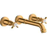 Axor - AXOR Montreux Wall-Mounted Widespread Faucet Trim with Cross Handles, 1.2 GPM in Brushed Gold Optic - Brushed Gold Optic