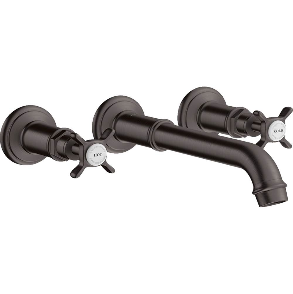 Axor - AXOR Montreux Wall-Mounted Widespread Faucet Trim with Cross Handles, 1.2 GPM in Brushed Black Chrome - Brushed Black Chrome