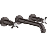Axor - AXOR Montreux Wall-Mounted Widespread Faucet Trim with Cross Handles, 1.2 GPM in Brushed Black Chrome - Brushed Black Chrome