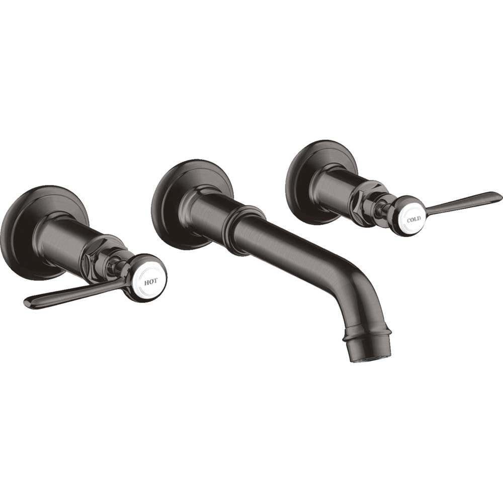 Axor - AXOR Montreux Wall-Mounted Widespread Faucet Trim with Lever Handles, 1.2 GPM in Brushed Black Chrome - Brushed Black Chrome