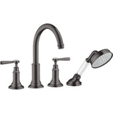 Axor - AXOR Montreux 4-Hole Roman Tub Set Trim with Lever Handles and 1.8 GPM Handshower in Brushed Black Chrome - Brushed Black Chrome