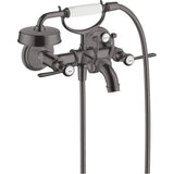 Axor - AXOR Montreux 2-Handle Wall-Mounted Tub Filler with Lever Handles and 1.8 GPM Handshower in Brushed Black Chrome - Brushed Black Chrome