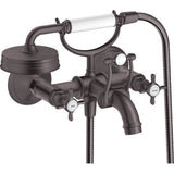 Axor - AXOR Montreux 2-Handle Wall-Mounted Tub Filler with Cross Handles and 1.8 GPM Handshower in Brushed Black Chrome - Brushed Black Chrome