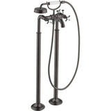 Axor - AXOR Montreux 2-Handle Freestanding Tub Filler Trim with Cross Handles and 1.8 GPM Handshower in Brushed Black Chrome - Brushed Black Chrome
