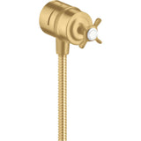 Axor - AXOR Montreux Wall Outlet with Check Valves and Volume Control, Cross Handle in Brushed Gold Optic - Brushed Gold Optic