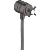 Axor - AXOR Montreux Wall Outlet with Check Valves and Volume Control, Cross Handle in Brushed Black Chrome - Brushed Black Chrome