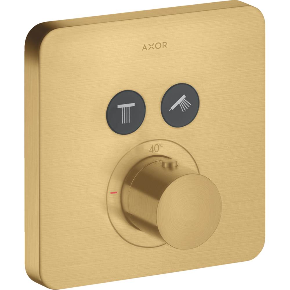 Axor - AXOR ShowerSelect Thermostatic Trim SoftCube for 2 Functions in Brushed Gold Optic - Brushed Gold Optic
