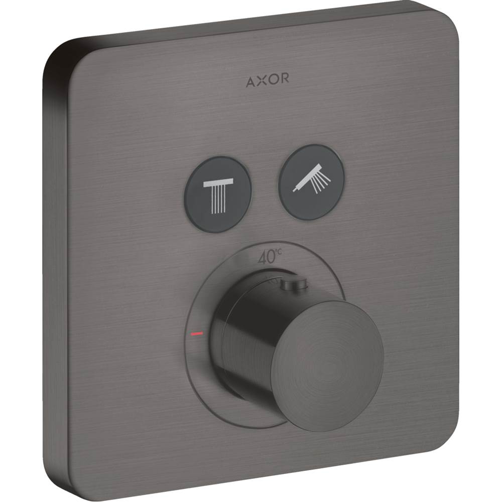 Axor - AXOR ShowerSelect Thermostatic Trim SoftCube for 2 Functions in Brushed Black Chrome - Brushed Black Chrome