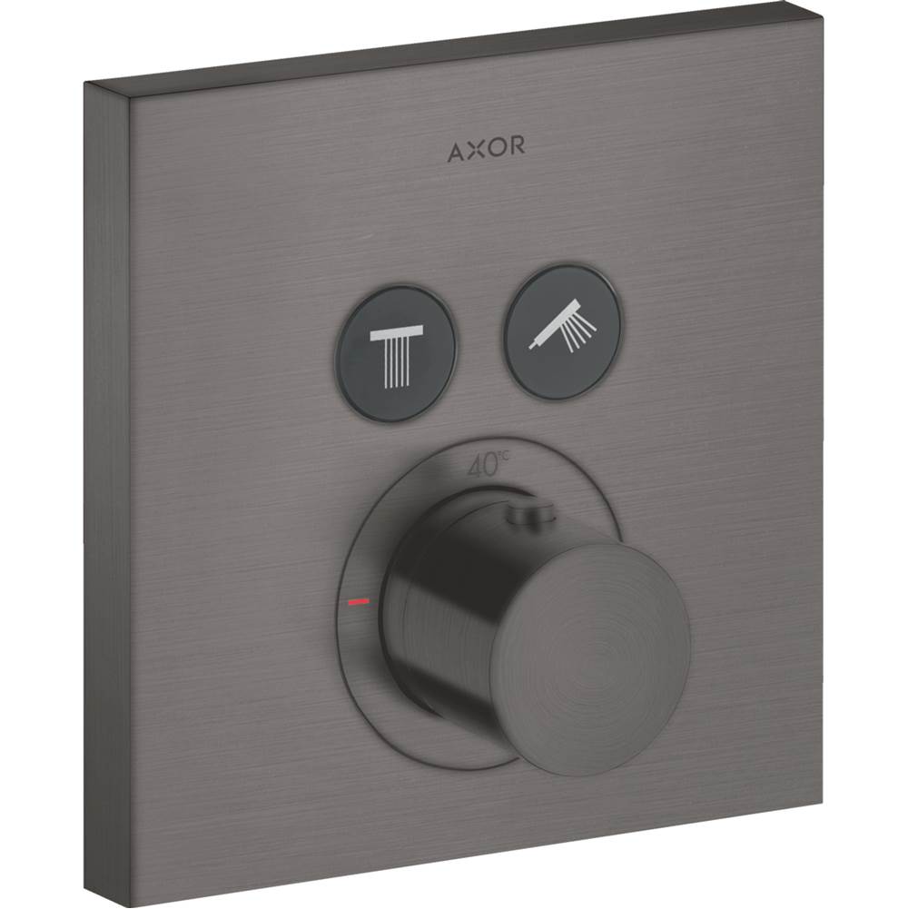 Axor - AXOR ShowerSelect Thermostatic Trim Square for 2 Functions in Brushed Black Chrome - Brushed Black Chrome