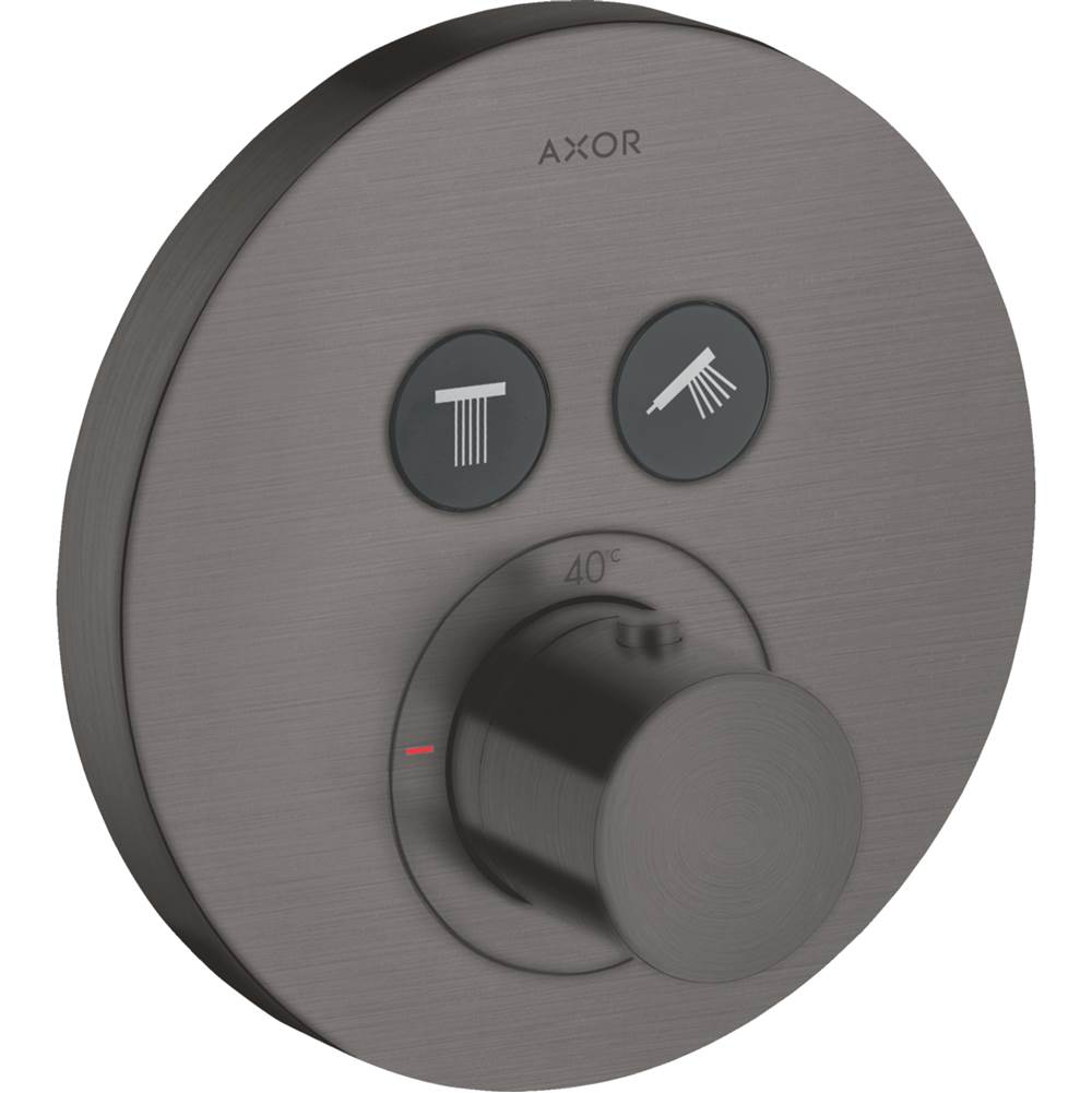 Axor - AXOR ShowerSelect Thermostatic Trim Round for 2 Functions in Brushed Black Chrome - Brushed Black Chrome