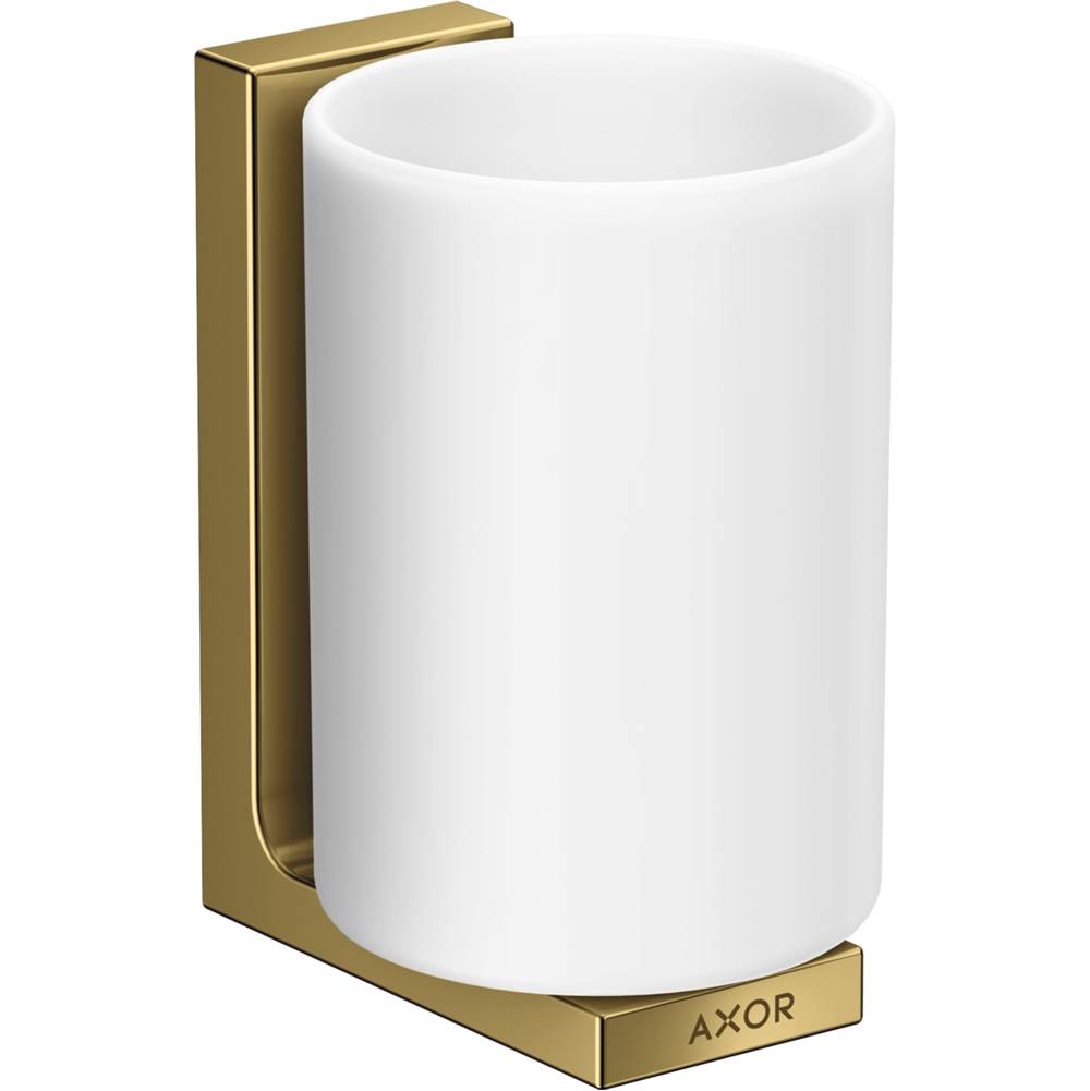 Axor - AXOR Universal Rectangular  Toothbrush Tumbler in Polished Gold Optic - Polished Gold Optic